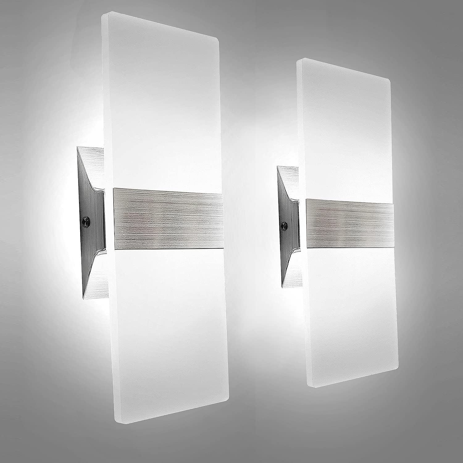 Modern LED Wall Sconce Set of 2 Hardwired Up Down Light 10W Cool White Indoor Wall Lighting Fixture