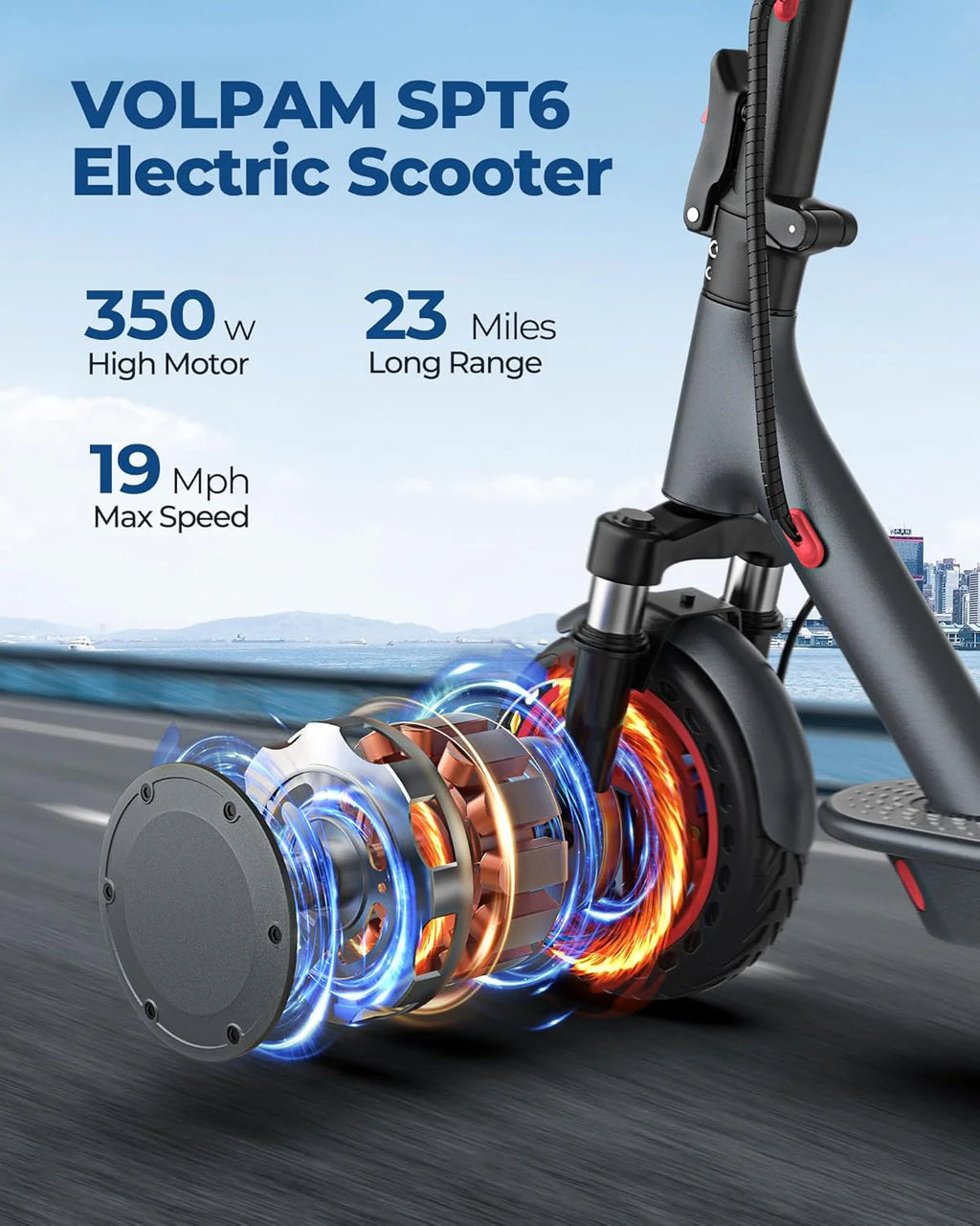 Electric Scooter, 350W/500W Powerful Motor, 8.5/10 Solid Tires, 19/22Mph, 28/21/12 Miles Range,Dual Braking