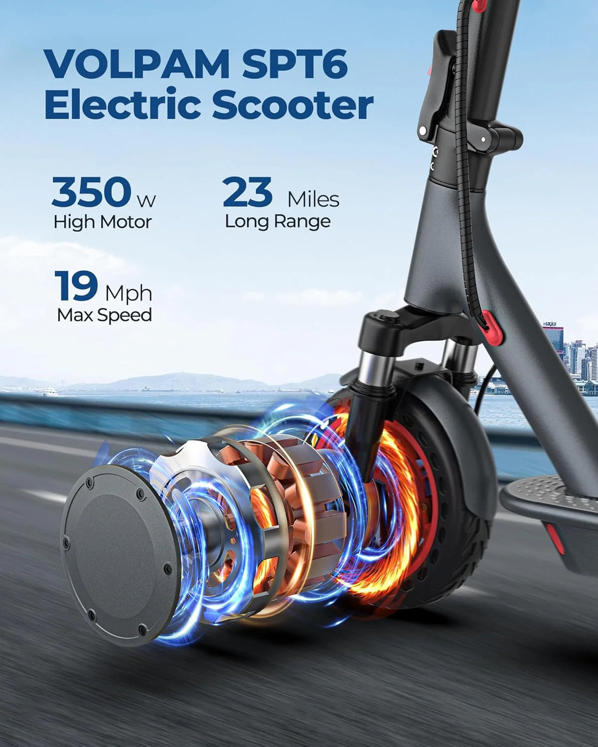 Electric Scooter, 350W/500W Powerful Motor, 8.5/10 Solid Tires, 19/22Mph, 28/21/12 Miles Range,Dual Braking