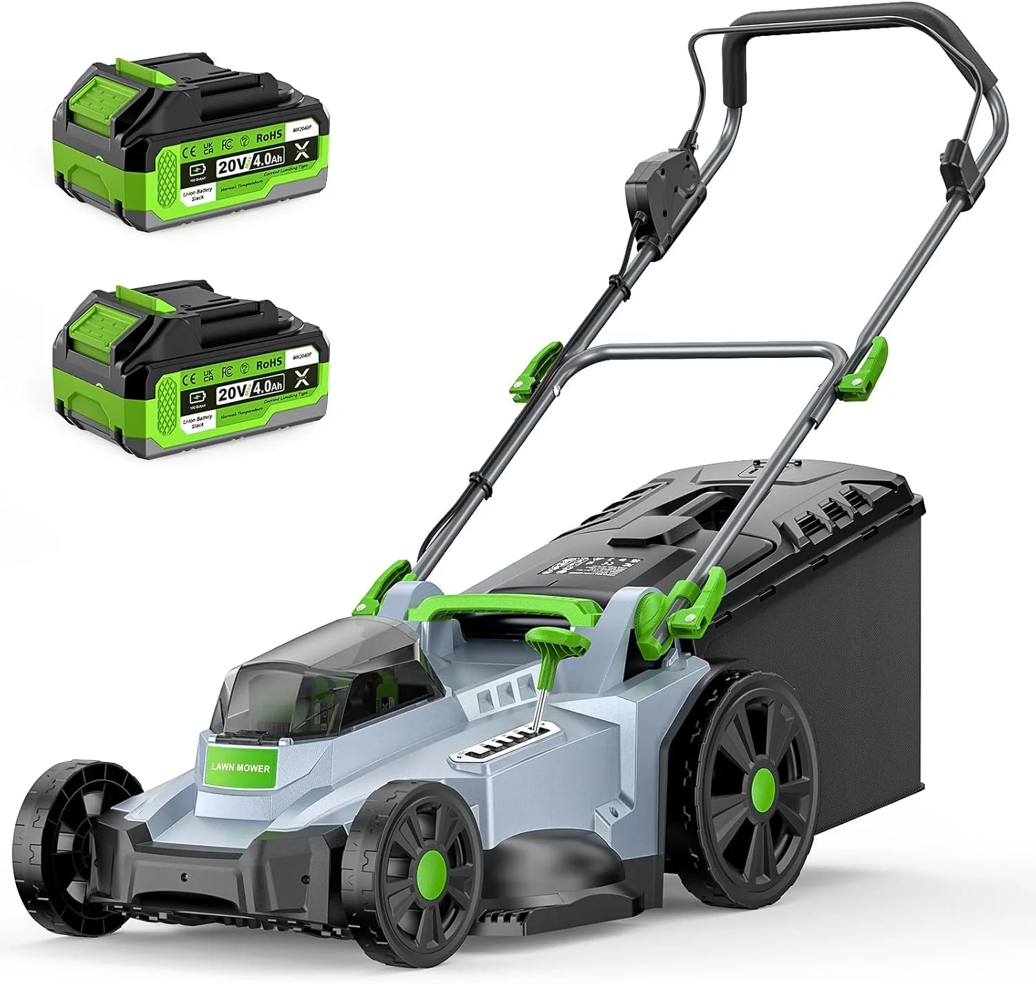40V Cordless Lawn Mower, Electric Battery Powered 4.0Ah Walk Behind Lawnmower