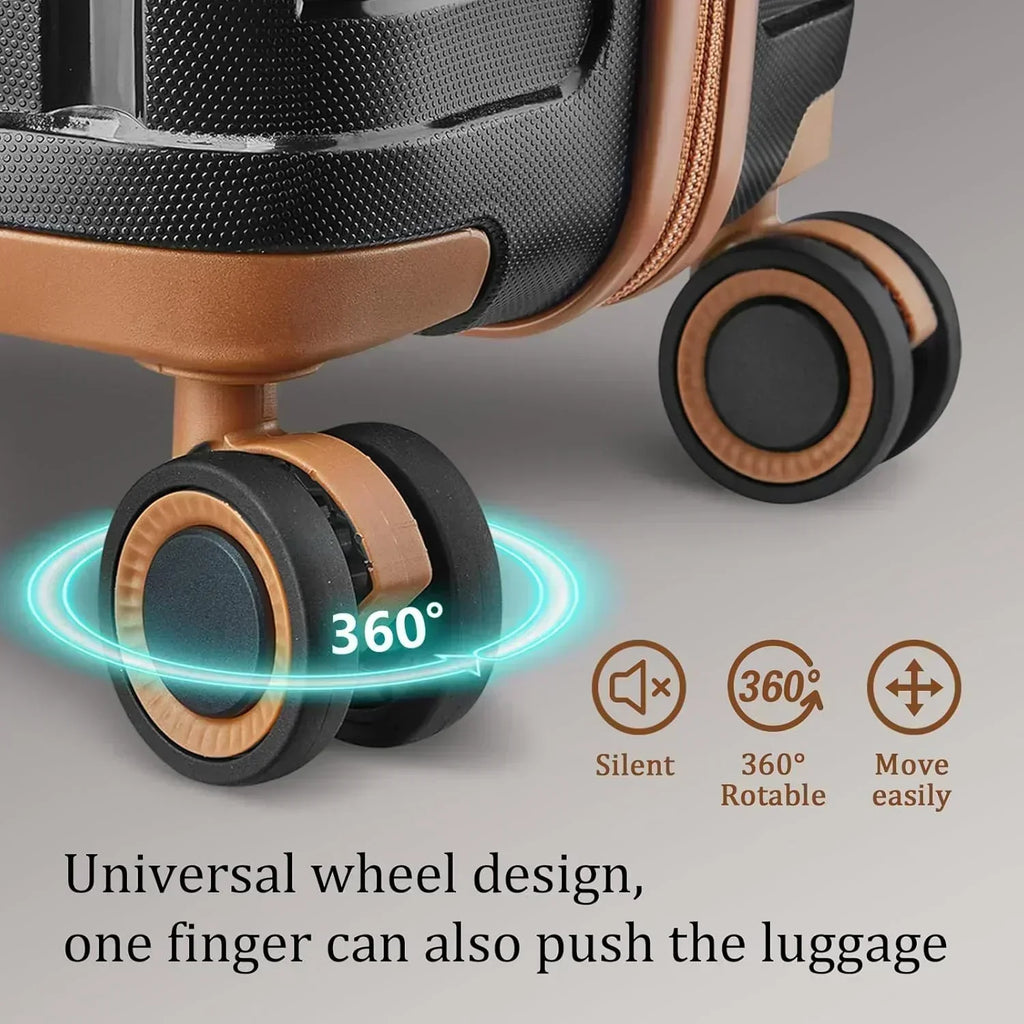 5-piece PP hardshell lightweight travel carry-on luggage set with dual spinner wheels