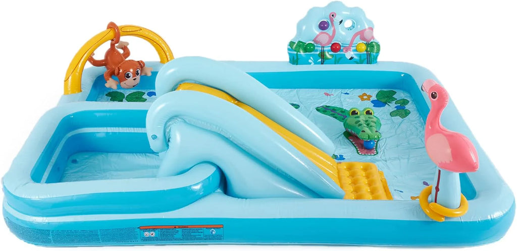 Intex 96 x 78 x 28 Inflatable Jungle Adventure Play Center Spray Kiddie Pool - Backyard Kids Water Slide, Outdoor Blow-Up Splash Pad for Toddlers