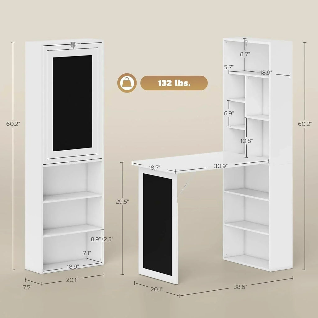 Folding convertible writing desk wall mounted desk cabinet multifunctional home workstation