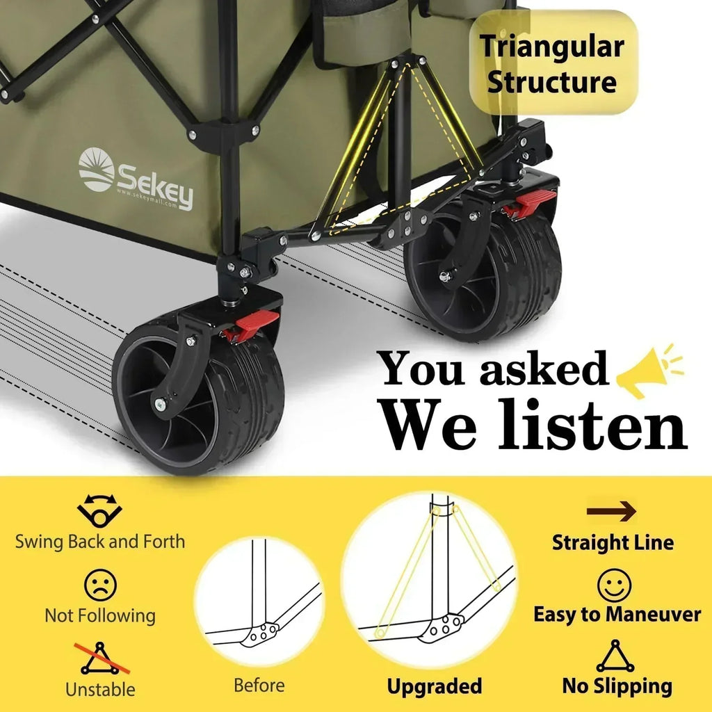 Sekey 48 Inch Long Foldable Extended Travel Cart 440 Lbs Folding Multi-Purpose Garden Cart