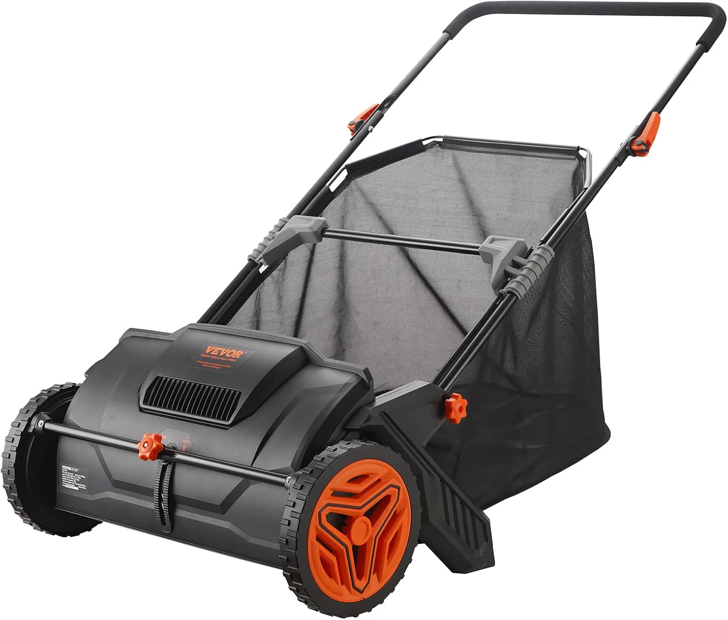 VEVOR Push Lawn Sweeper, 26 Inch Leaf & Grass Collector, Strong Rubber Wheels
