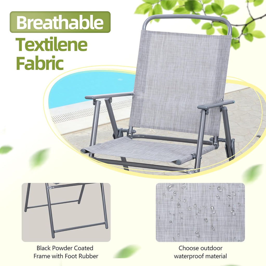 Vongrasig 6 Piece Folding Patio Dining Set Small Metal Outdoor Garden Patio Table and Chair Set