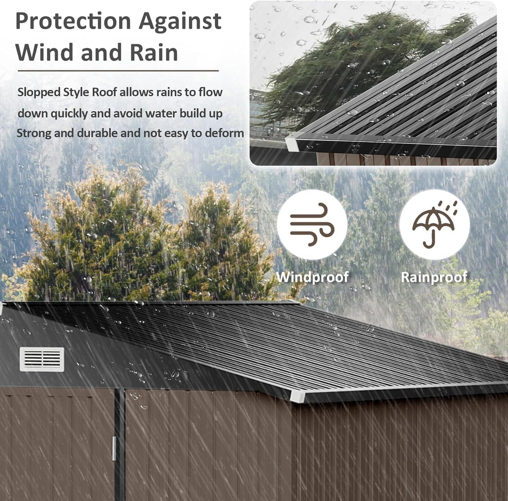 Aoxun 6.2x4 FT Shed Outdoor Storage Shed Metal Garden Shed Sloping Roof Tool Shed Bike Shed