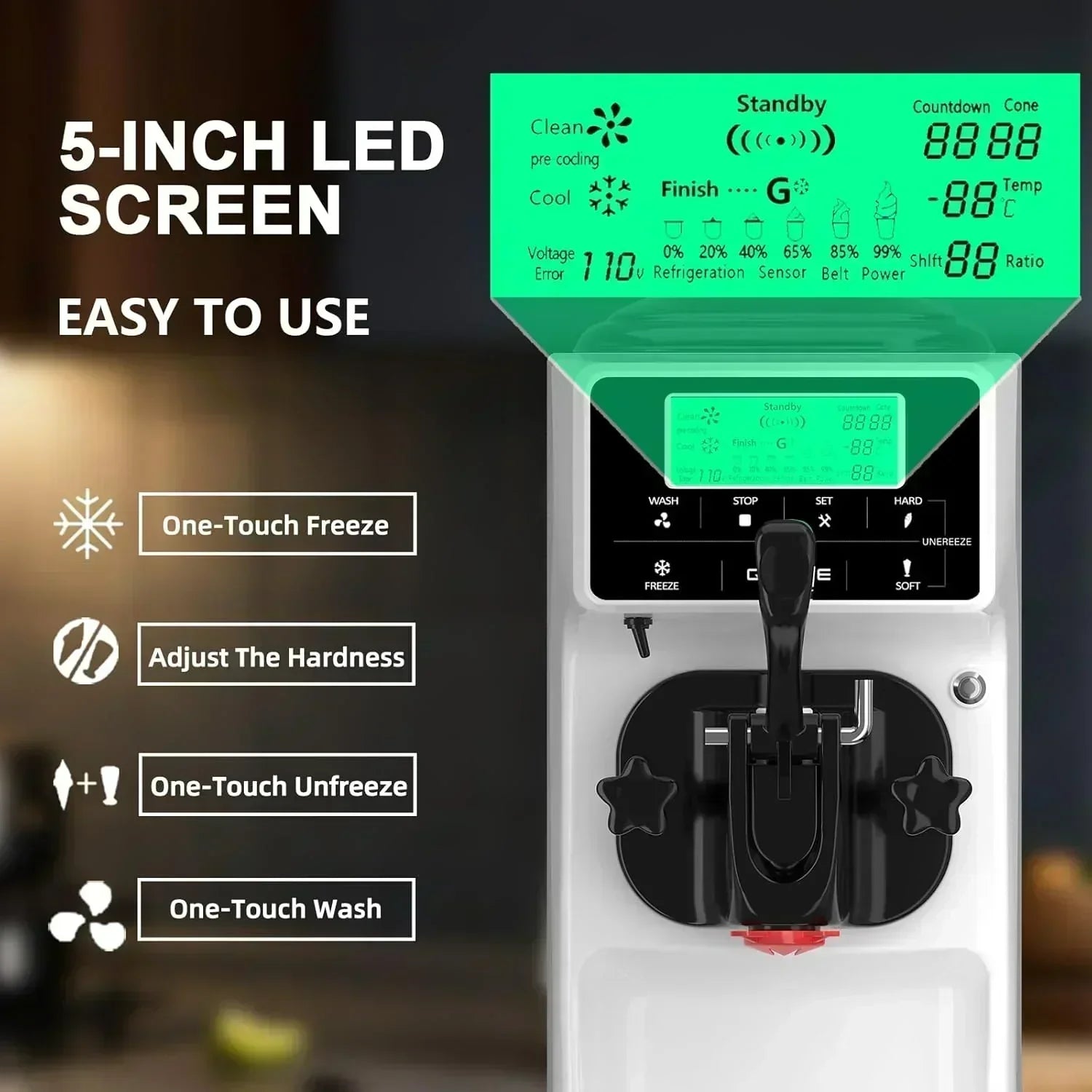 Soft Serve Ice Cream Machine 3.2 Gallons Ice Cream Maker Machine Single Flavor Ice Cream Machine