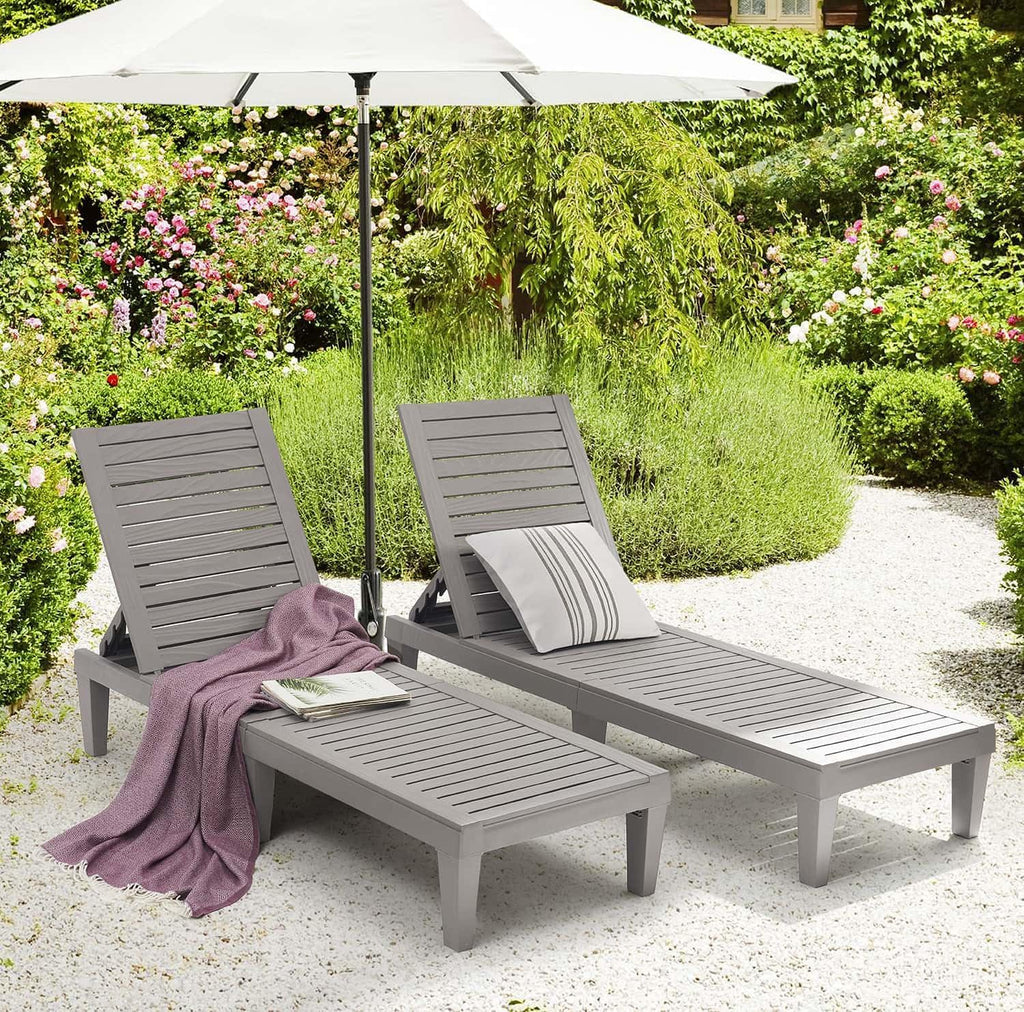 Patio Chairs Black Chaise Lounge Chair Outdoor 5-Position Adjustable Sun Tanning Chair
