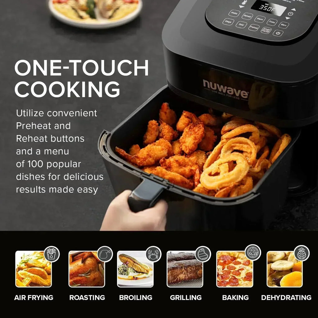 Nuwave Brio 15.5Qt Air Fryer Oven quickly reheats bakes and dehydrates food