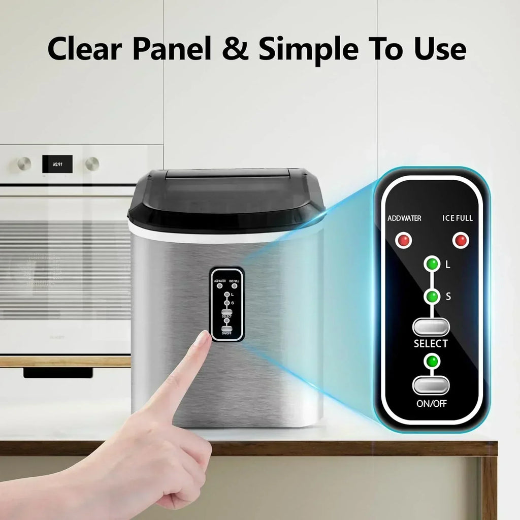 EUHOMY Nugget Ice Maker Countertop with Handle Ready 34lbs Per Day Removable Top Cover