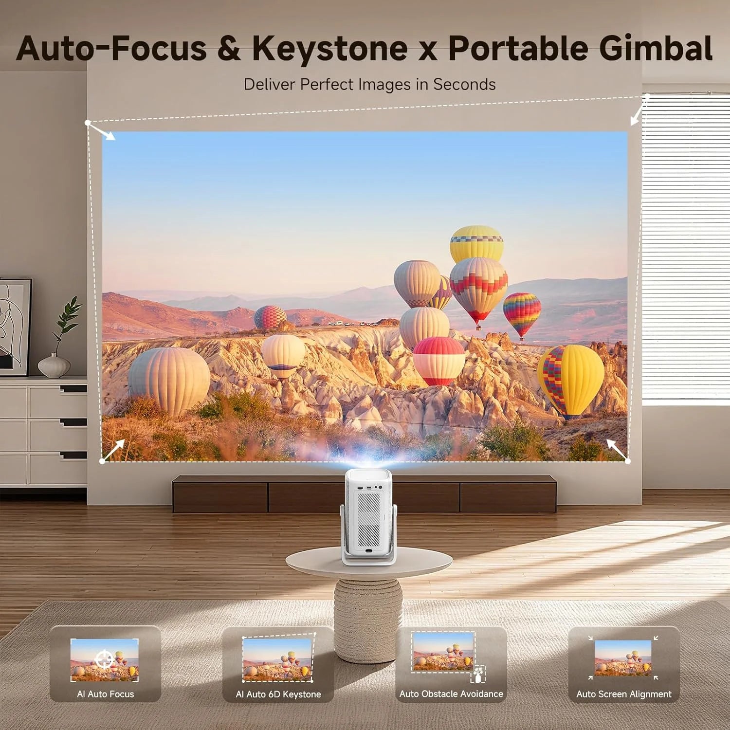 [Short Throw/1200ANSI/Built in Apps] 4K Outdoor Projector with WiFi and Bluetooth
