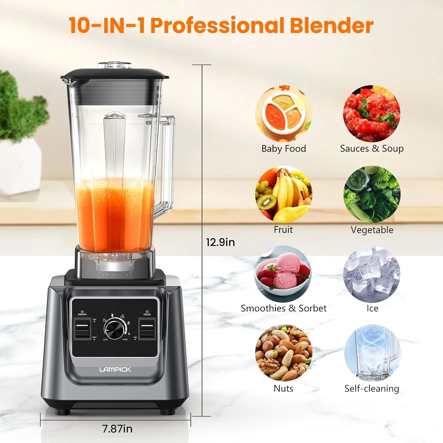KitchenAid Blender, 2000W Professional-Grade High-Speed Countertop Blender with 68oz Blending Jar and 27oz To-Go Cup