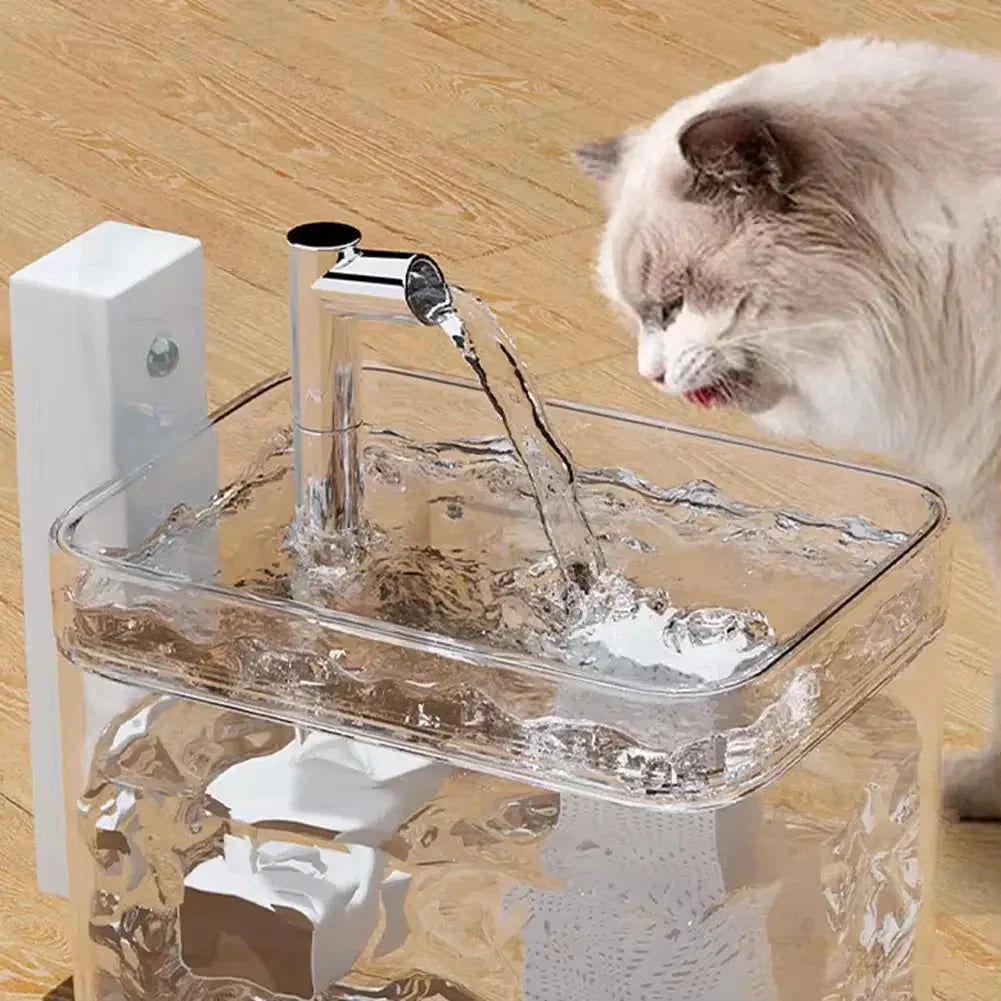 Wireless Pet Water Fountain 1.5L Rechargeable with Motion Sensor Filter and Quiet Pump for Cats and Small Dogs