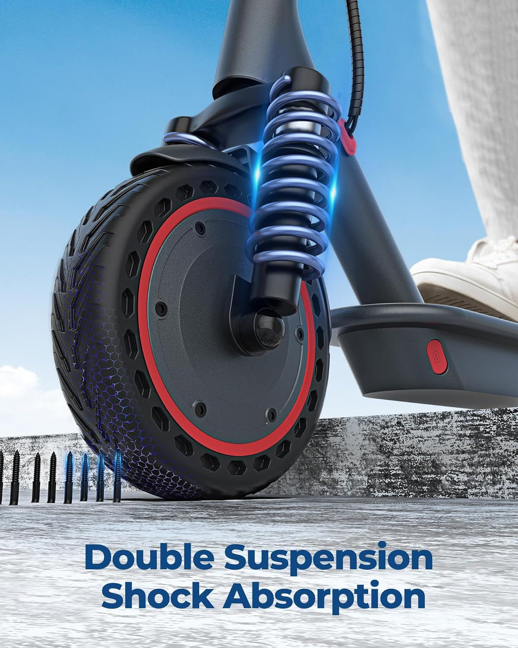 Electric Scooter, 350W/500W Powerful Motor, 8.5/10 Solid Tires, 19/22Mph, 28/21/12 Miles Range,Dual Braking