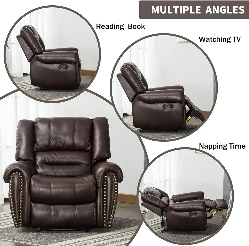Leather recliner classic traditional manual recliner single sofa for living room
