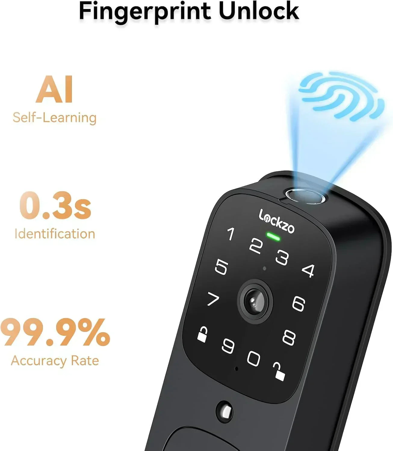 Video Smart Lock with Doorbell Keyless Entry Door Lock Built-in WiFi Camera Front Door