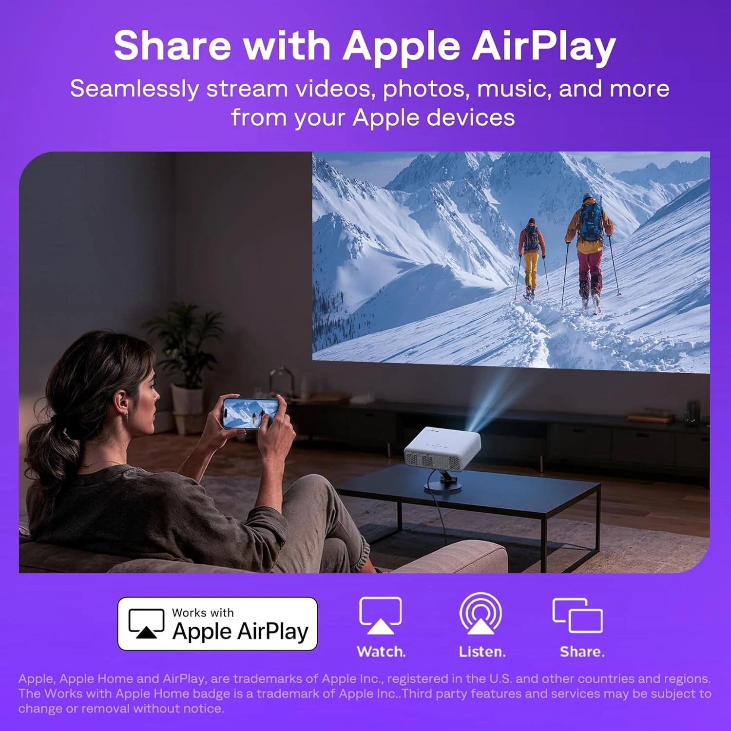 Aurzen Roku TV Smart Projector with Wifi and Bluetooth, Roku Streaming Experience Built-in