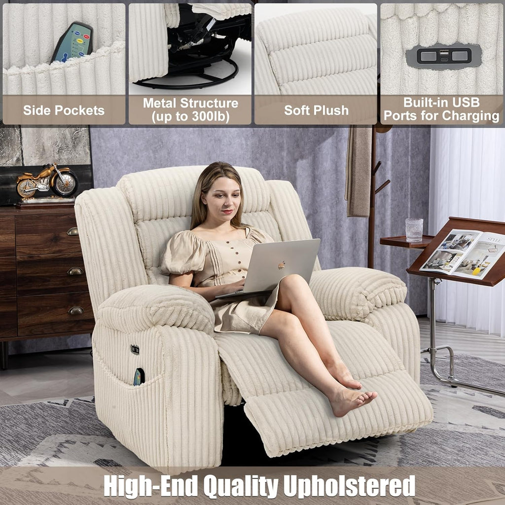 Electric rotary rocker lounge chair for adults with massage and calories USB charging ports