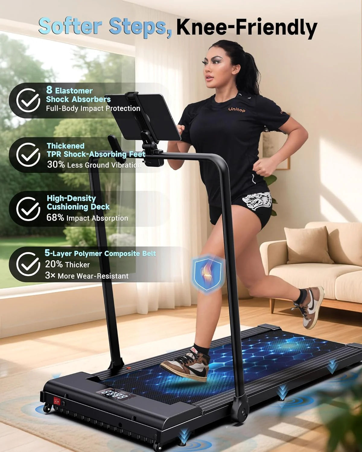 PulseDrive 8.7 MPH Walking Pad Treadmill Compact Under Desk Treadmill Walking Running Machine