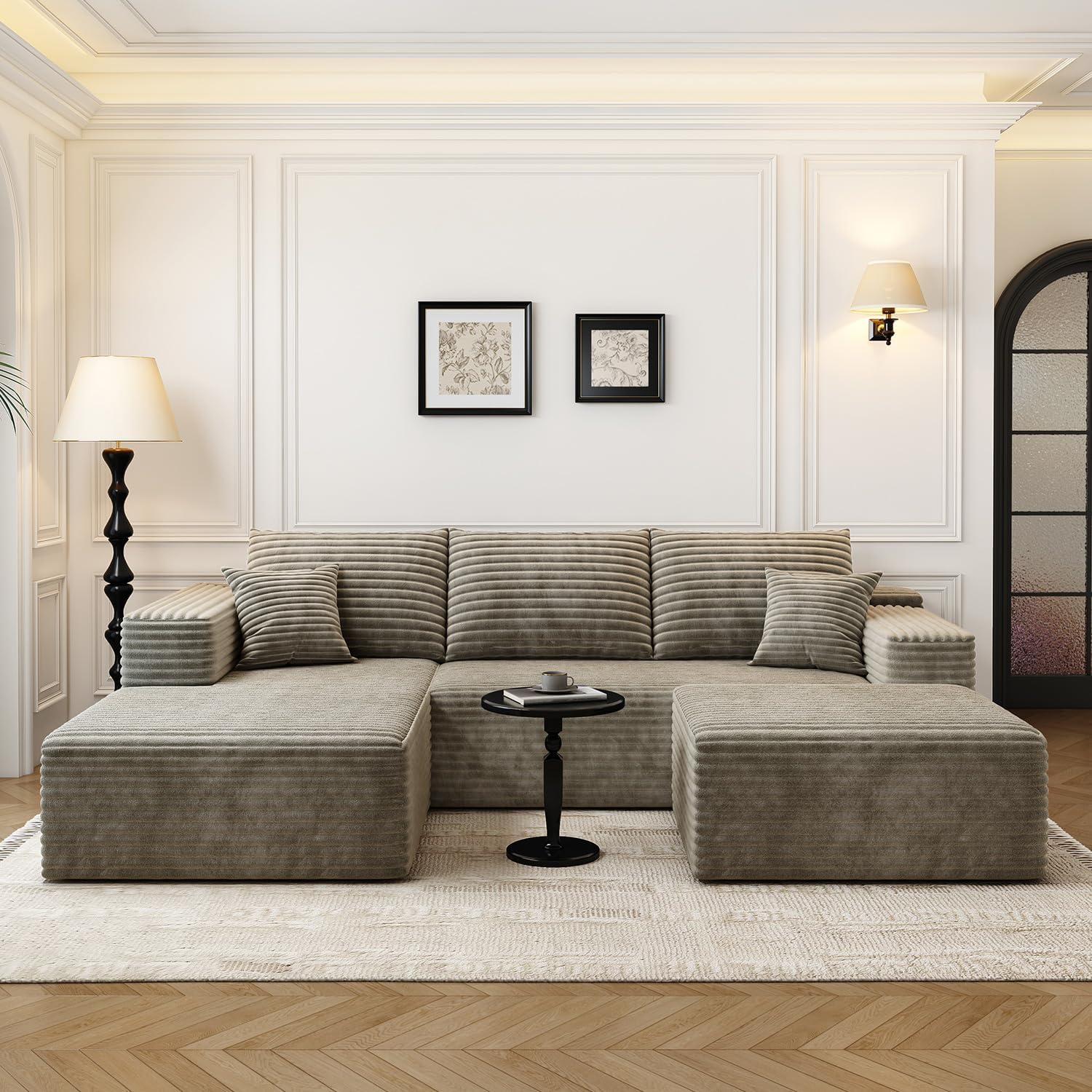 107.5 Cloud Modular Sectional Sofa Couch with L-Shape Chaise,Modern Minimalist Upholstered Couches