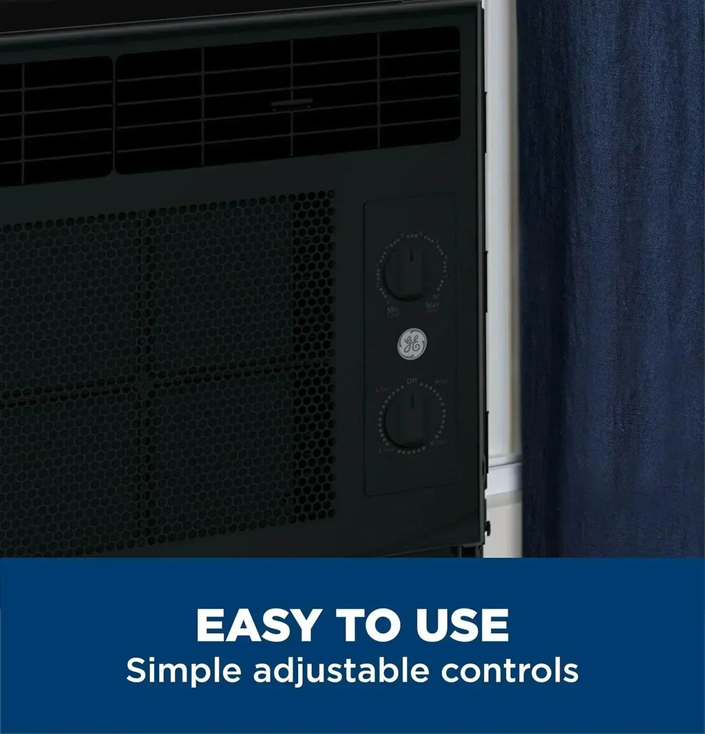 GE Window Air Conditioner Unit 5,000 BTU for Small Rooms up to 150 sq ft Manual Adjustable Fan