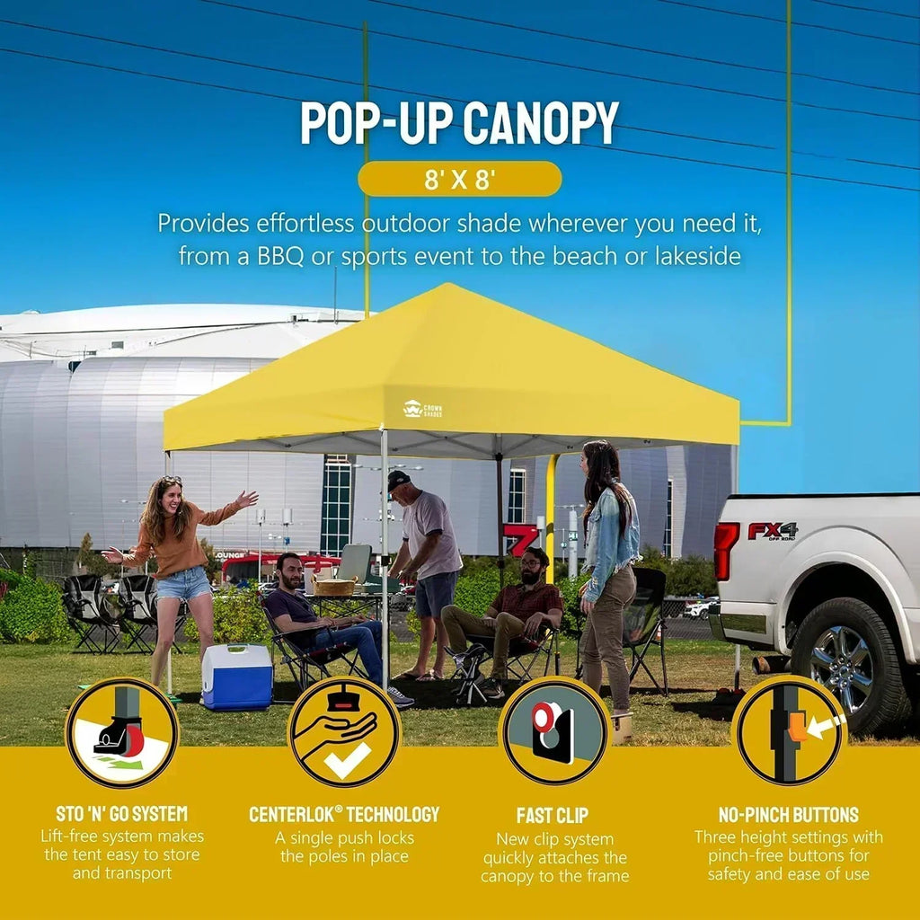 10x10 Pop-Up Awning One-Click Installation Beach Tent Outdoor Sunshade Silver Coated Top