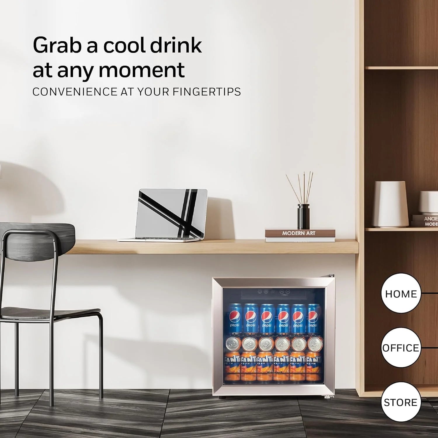 Honeywell Beverage Refrigerator and Cooler, 115 Can Mini Fridge with Glass Door for Soda Beer or Wine for Office or Bar with Adjustable Removable Shelving