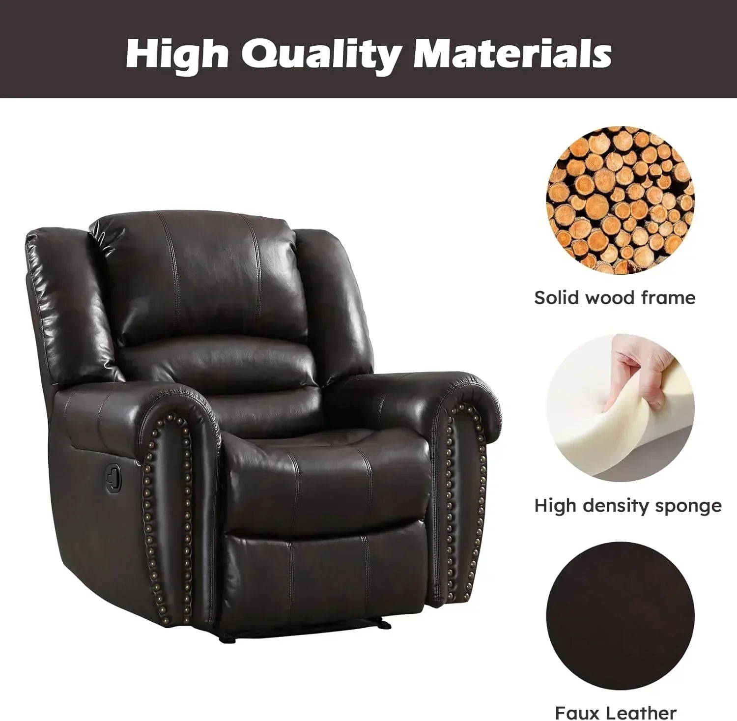 Leather recliner classic traditional manual recliner single sofa for living room