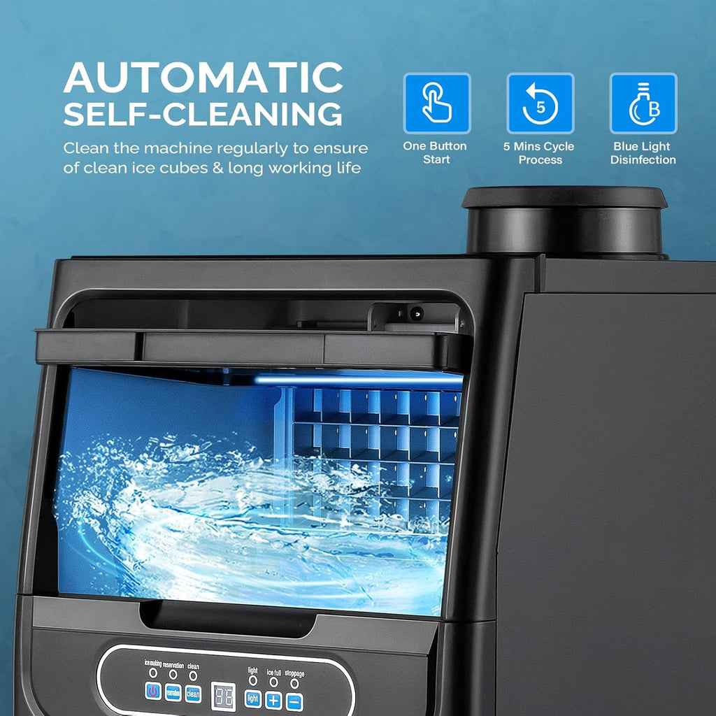 VINGLI Commercial Ice Maker Machine 90lbs/24H Plastic Under Counter Ice Maker 11lbs Storage