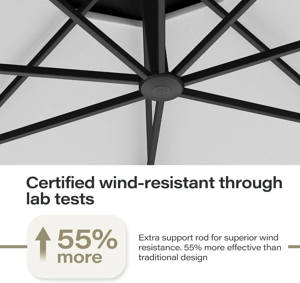 LAUSAINT HOME Outdoor Patio Umbrella with Base included 11 FT Deluxe Curvy Cantilever Umbrella