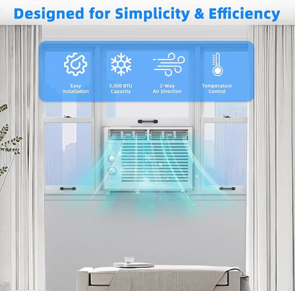Antarctic Star 12,000 BTU U-Shaped Window Air Conditioner Unit Cools up to 550 Sq.Ft. with 6 Modes 24H Timer, Ultra Quiet Window AC Units
