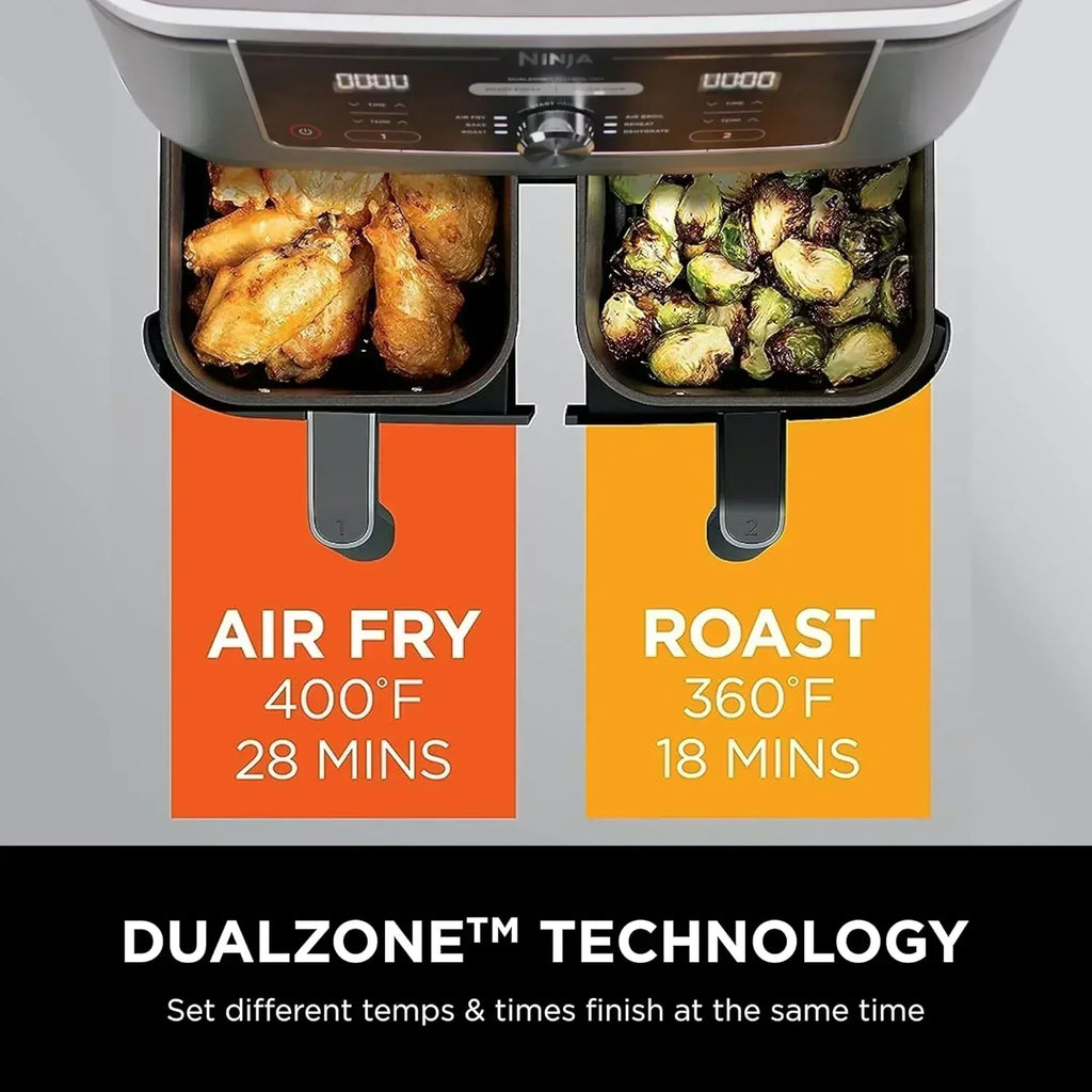 Ninja Foodi 6-in-1 FlexBasket Air Fryer with 7 QT MegaZone Basket Divider for Large Proteins