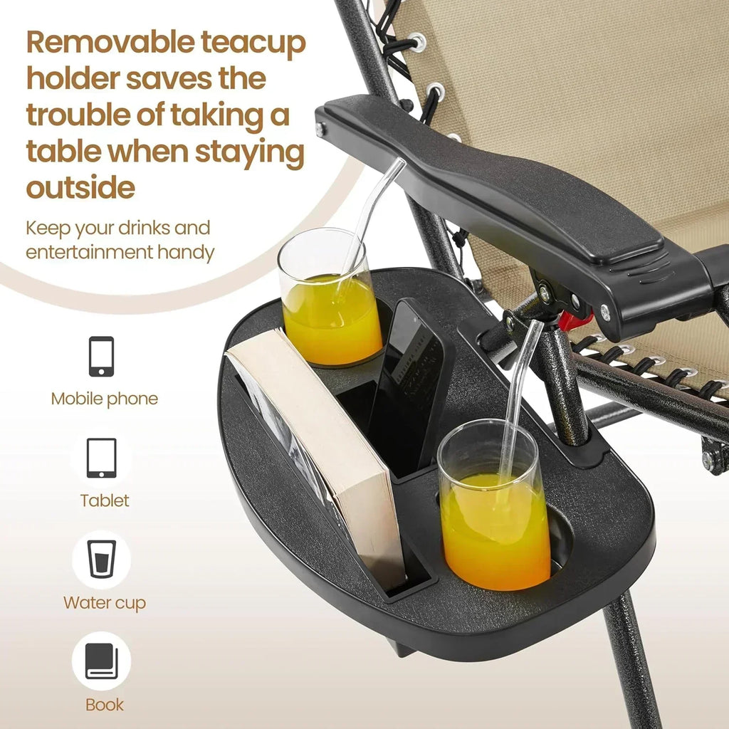3PCS Zero Gravity Recliner Portable Outdoor Reclining Chair Set Side Table Lounge Chairs