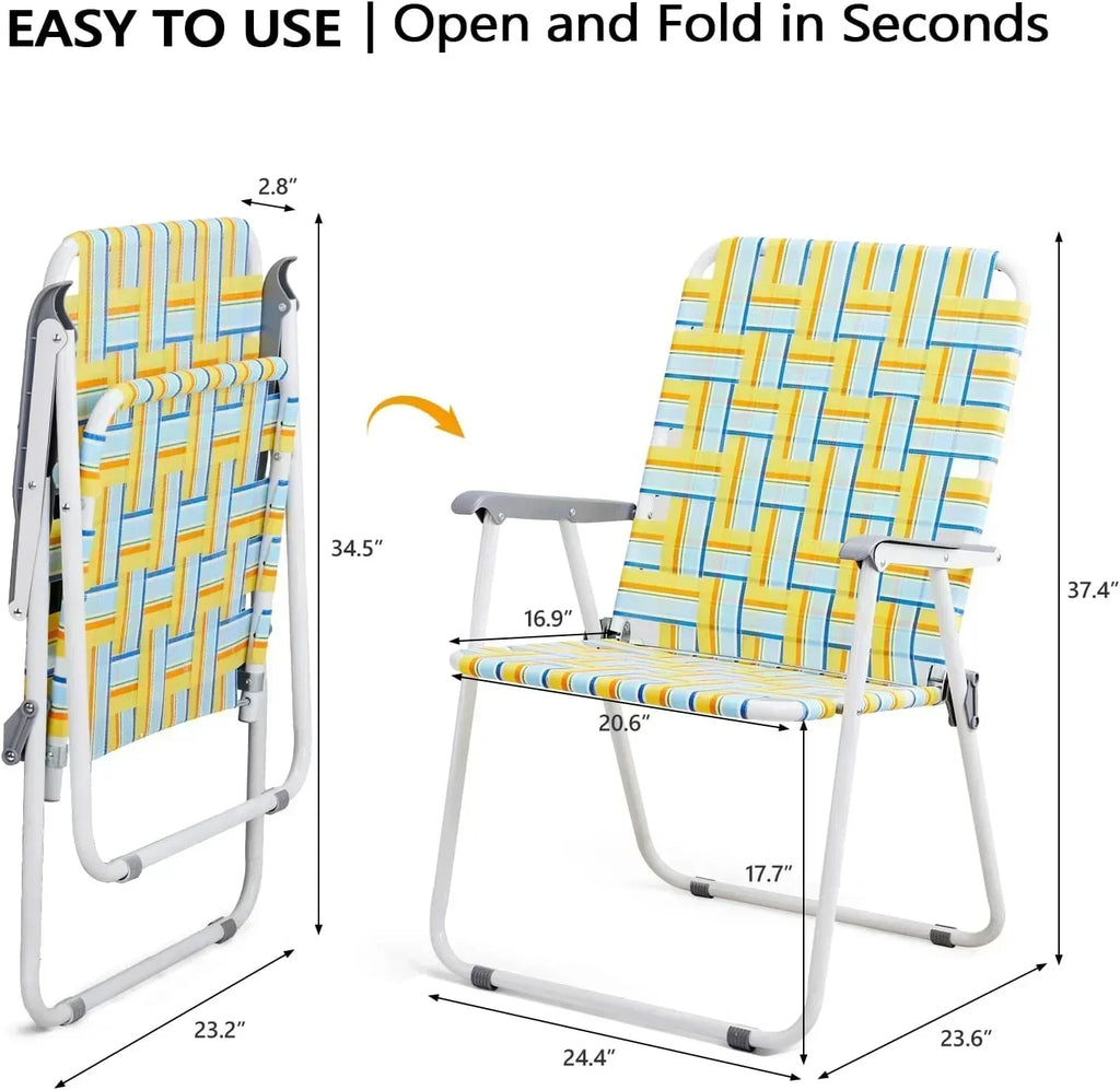 VINGLI Patio Lawn Webbed Folding Chairs Set of 2 Outdoor Beach Portable Lawn Chair