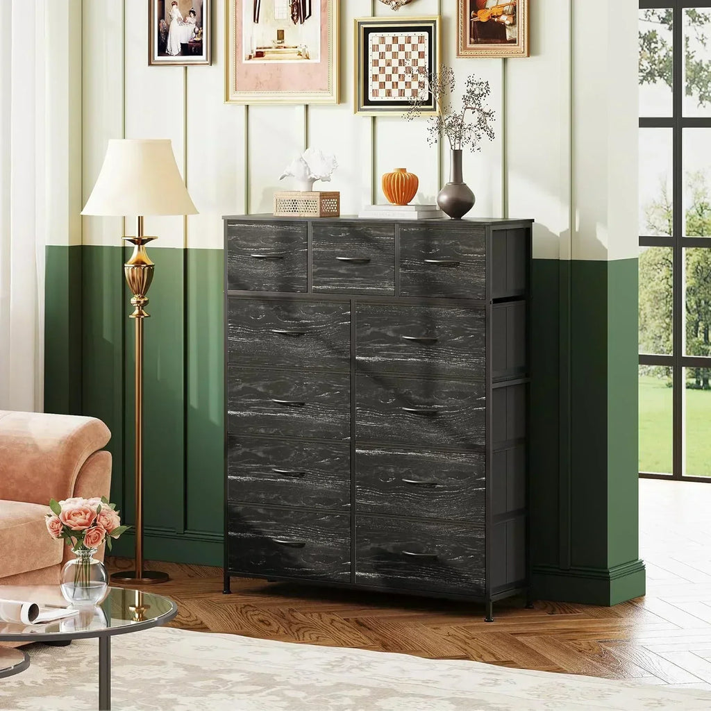 Storage Organizer Unit 11 Fabric Bins Storage Drawers Organizer Steel Frame Tall Storage Tower