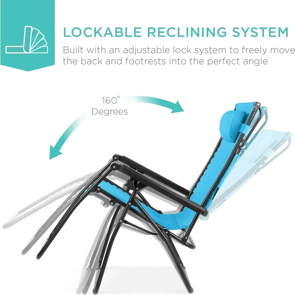 Best Choice Products Folding Zero Gravity Recliner Patio Lounge Chair Adjustable Canopy Shade