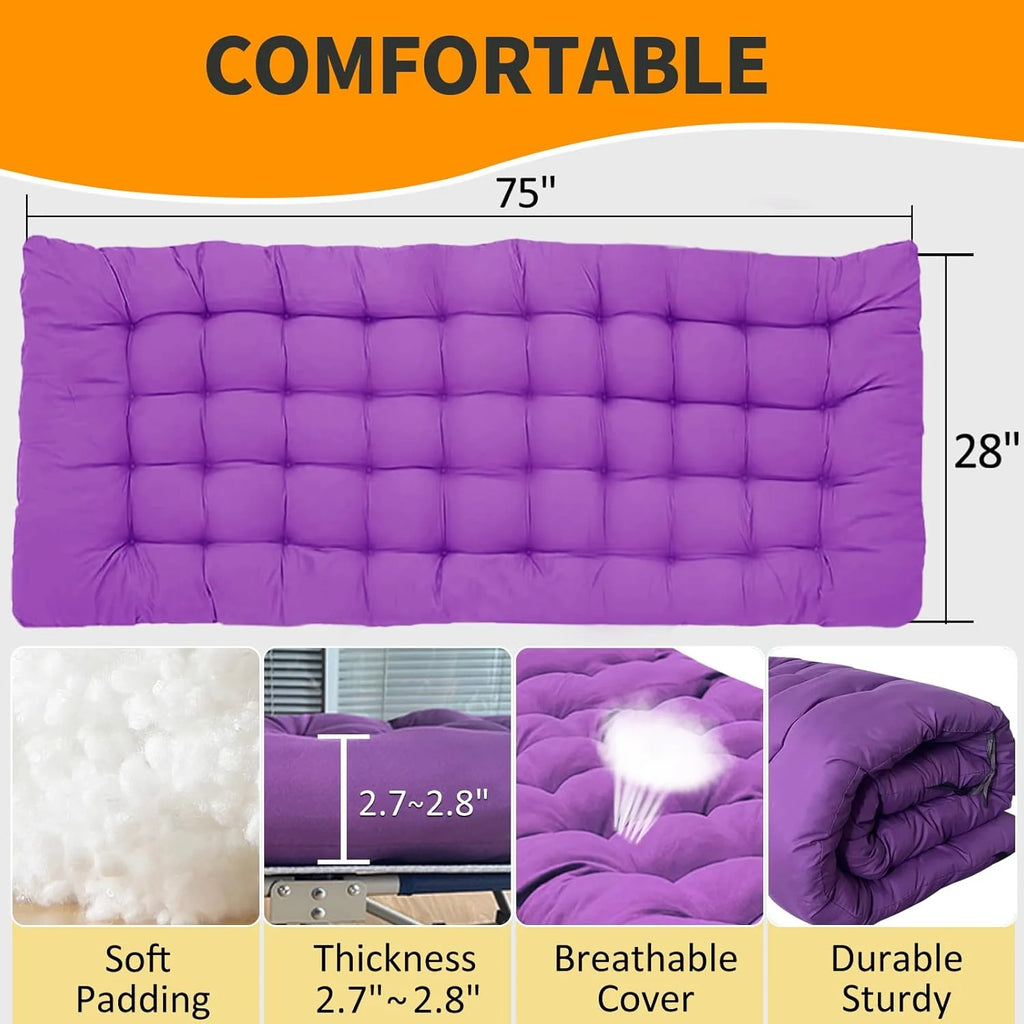 2 Pack Camping Cot with Mattress Comfortable Cot Bed Folding Cot Heavy Duty Cots for Sleeping with Carry Bag for Adults Kids Guest Bed Outdoor Indoor Home