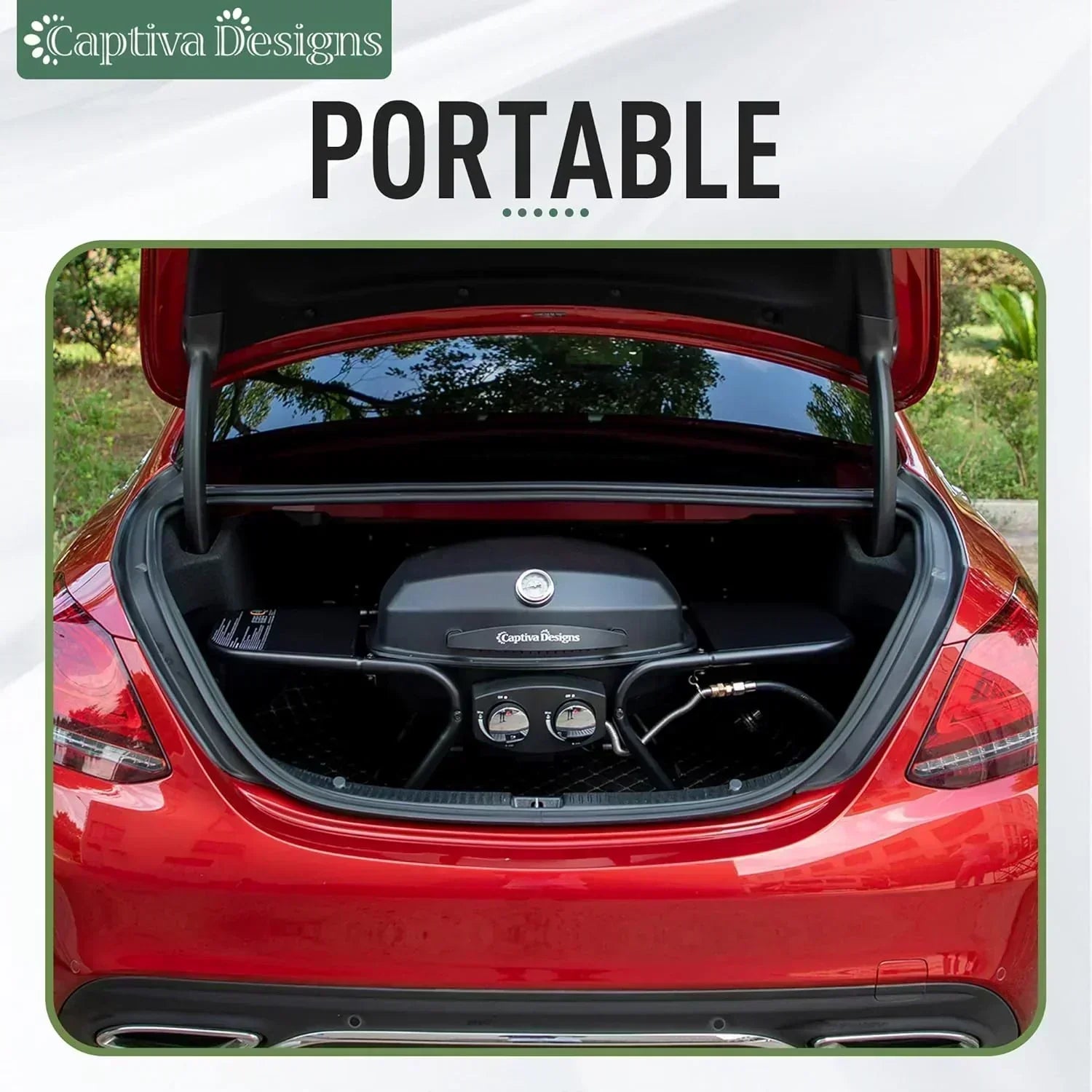 Captiva Designs 4-Burner Propane Gas BBQ Grill Side Burner Porcelain-Enameled Cast Iron Grates