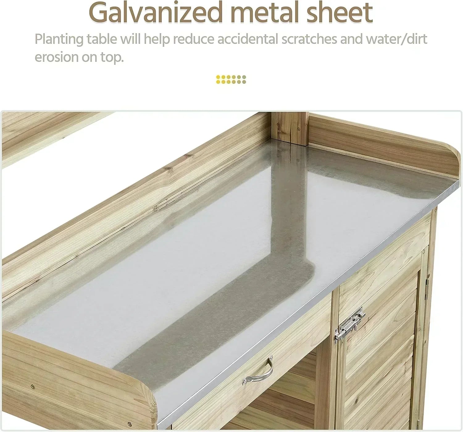 Yaheetech Outdoor Garden Potting Bench Table Work Bench Metal Tabletop Cabinet Drawer