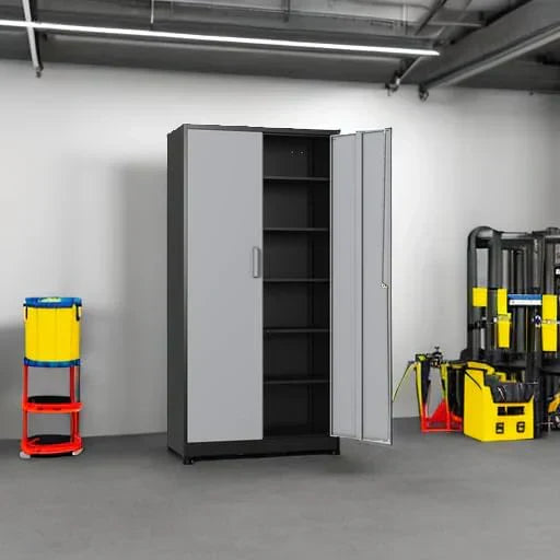 Metal Storage Cabinet with 2 Doors and 6 Shelves Black Metal Cabinet Garage Storage Cabinet
