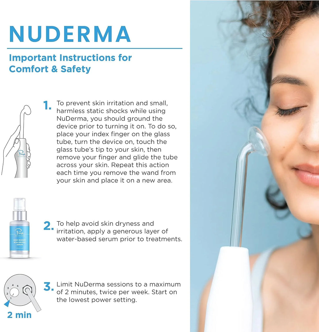 NuDerma Professional Skin Therapy Wand - Portable Skin Therapy Machine with 6 Neon