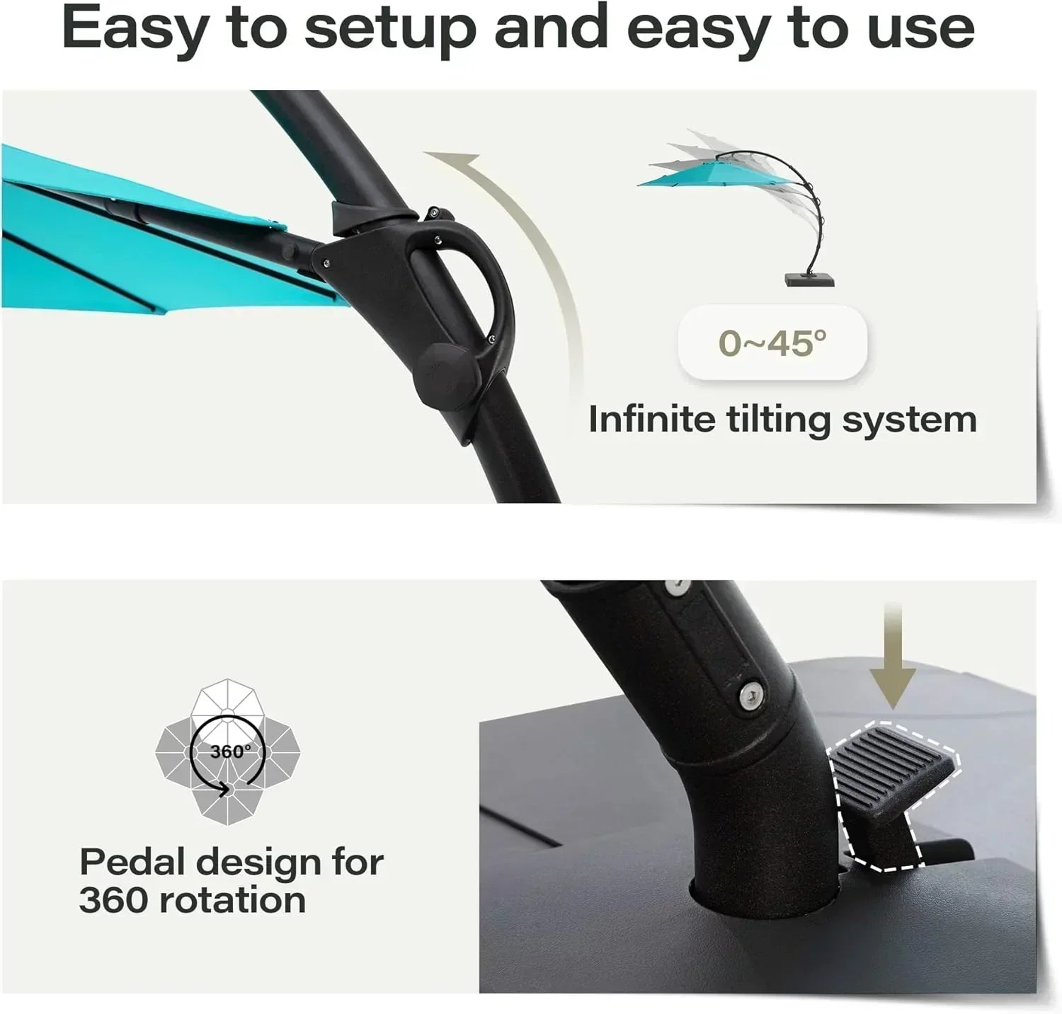 LAUSAINT HOME Outdoor Patio Umbrella with Base included 11 FT Deluxe Curvy Cantilever Umbrella
