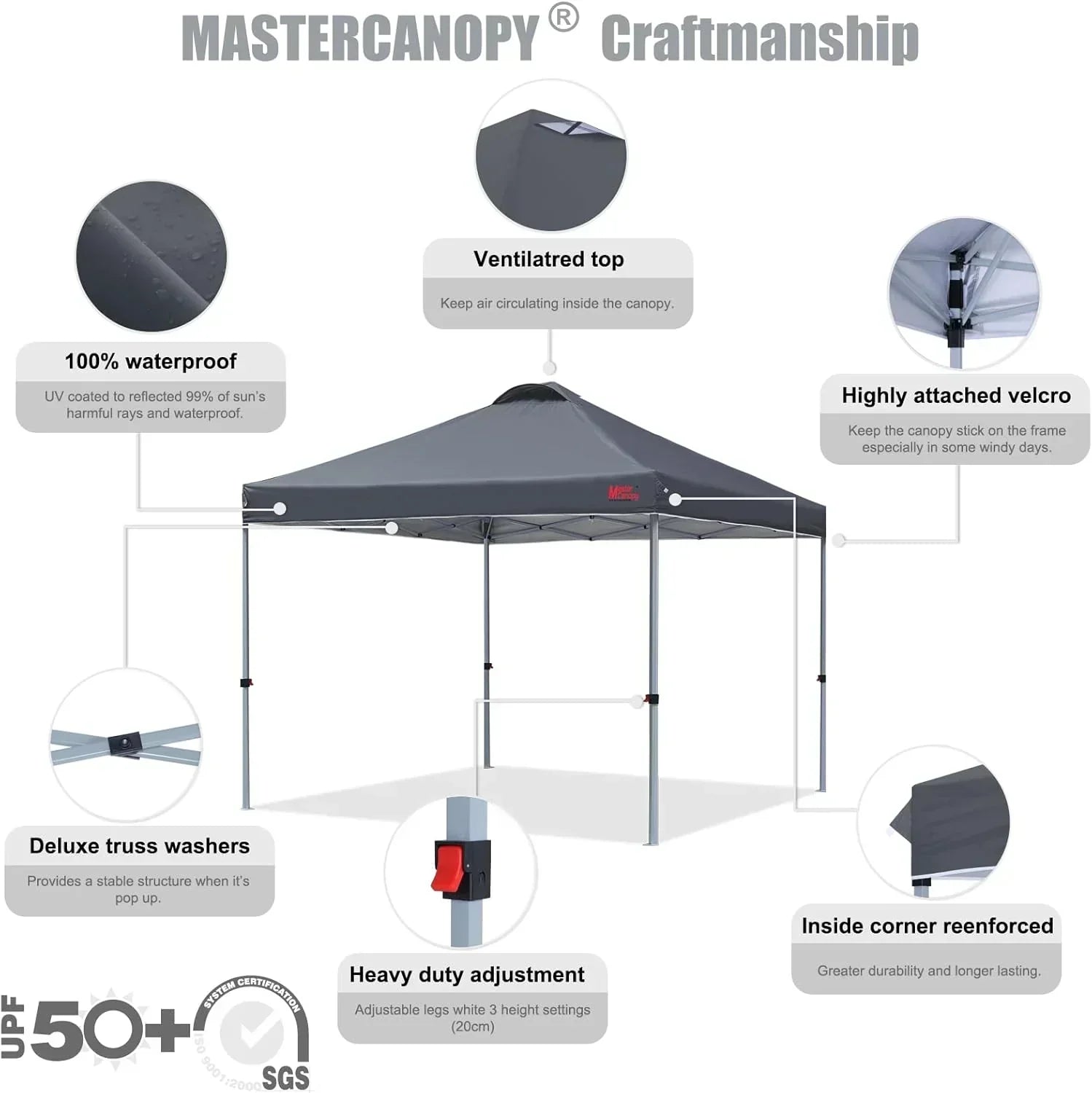 Durable Pop-up Canopy Tent with Roller Bag (10x10 Black)