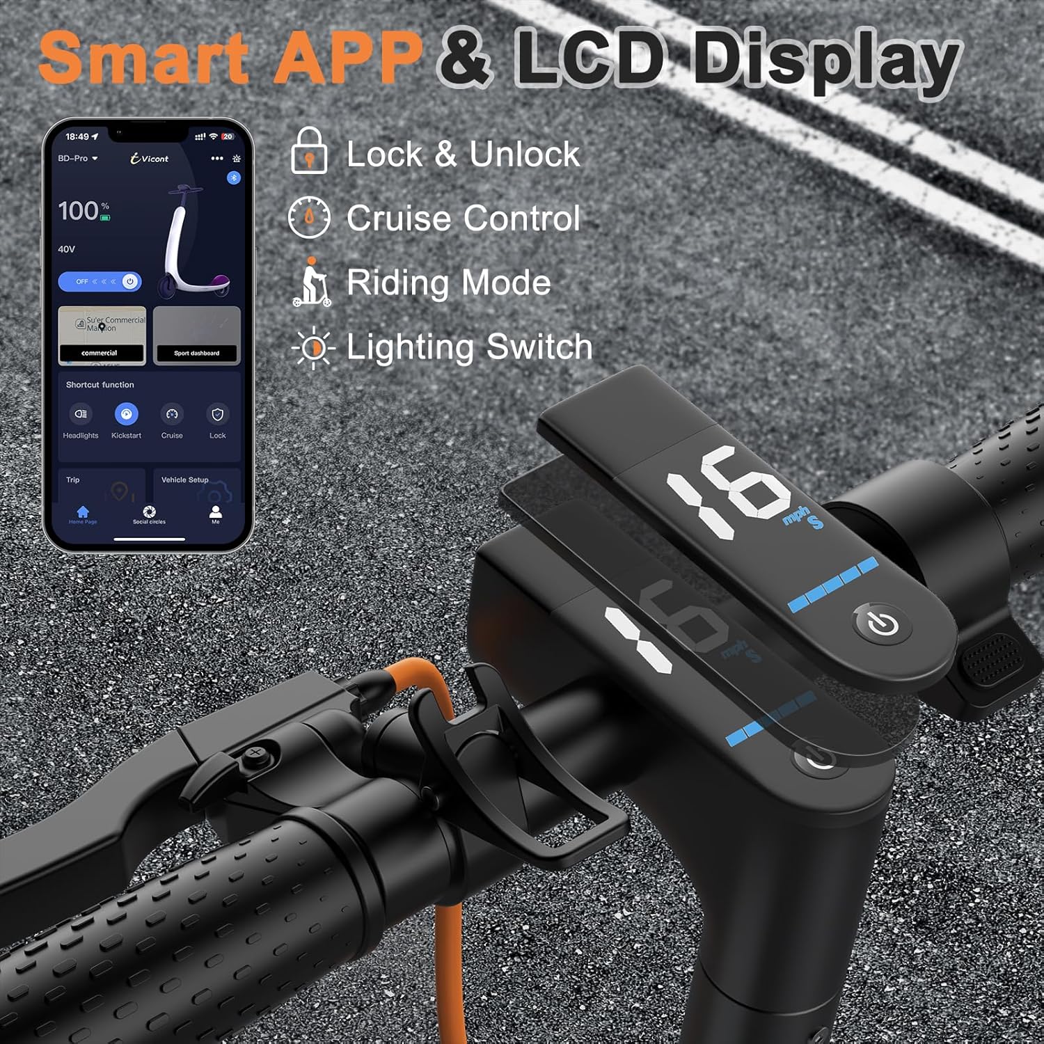 Electric Scooter, 350W/500W Powerful Motor, 8.5/10 Solid Tires, 19/22Mph, 28/21/12 Miles Range,Dual Braking