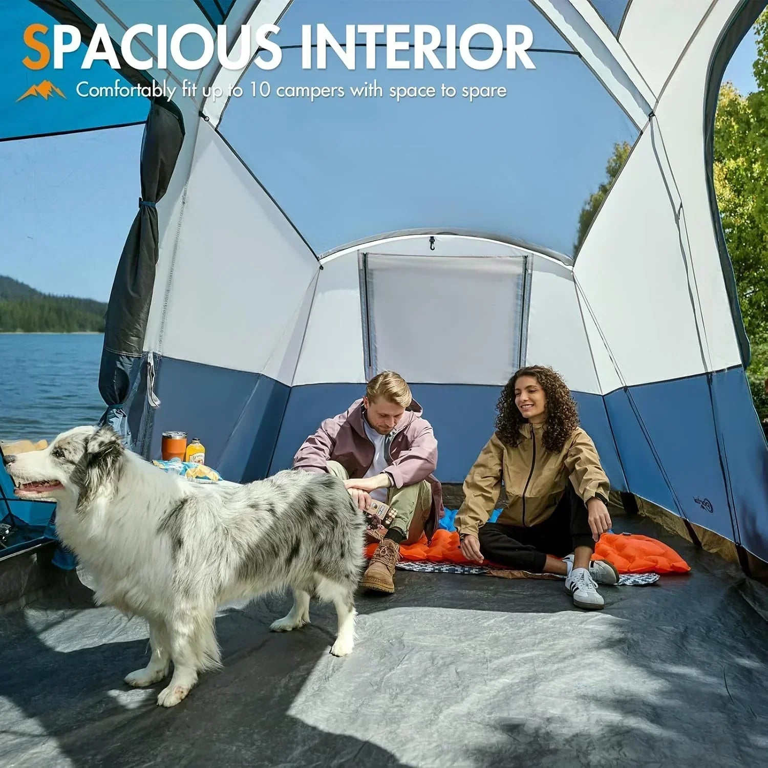 PORTAL 6/8/10 Person Family Camping Tent with Screen Room Water Resistant Big Tunnel Tent