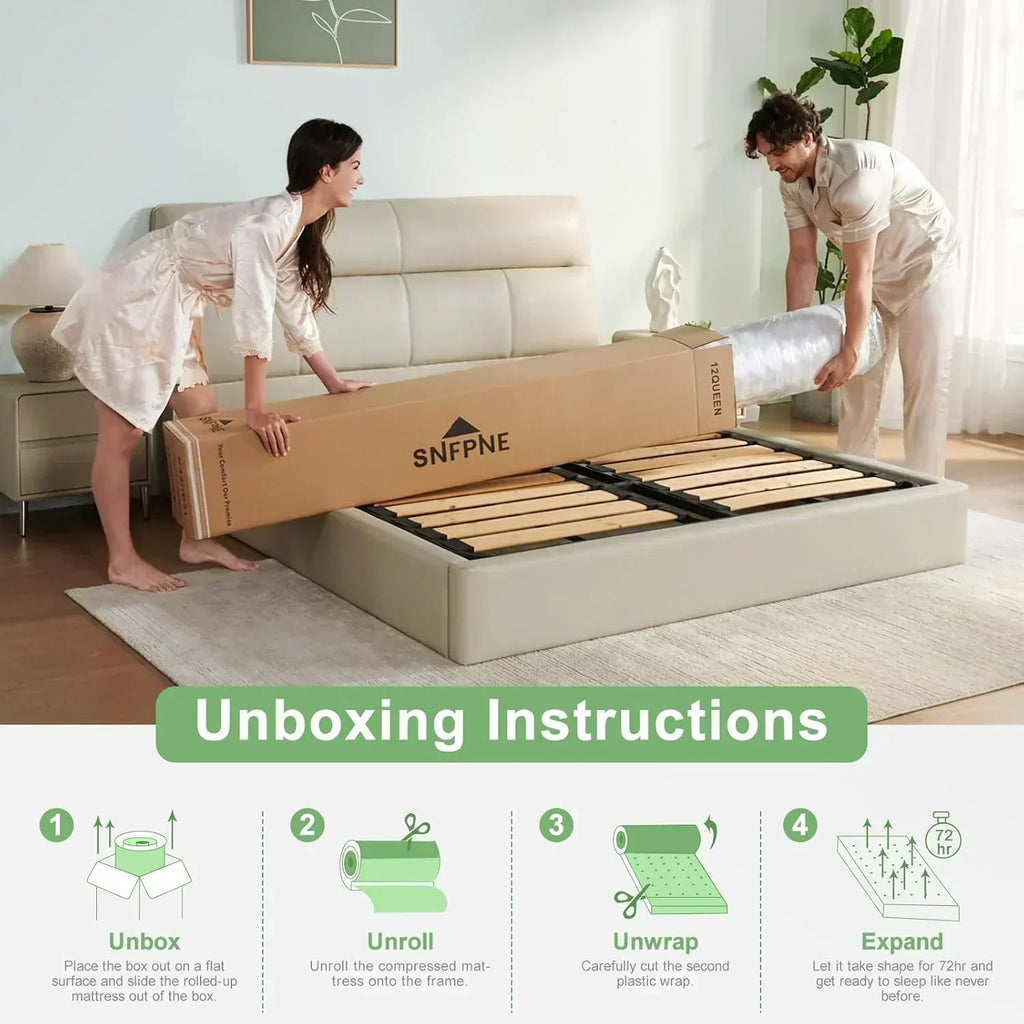 12-inch queen-size mattress medium-firm memory foam hybrid mattress with pocket springs