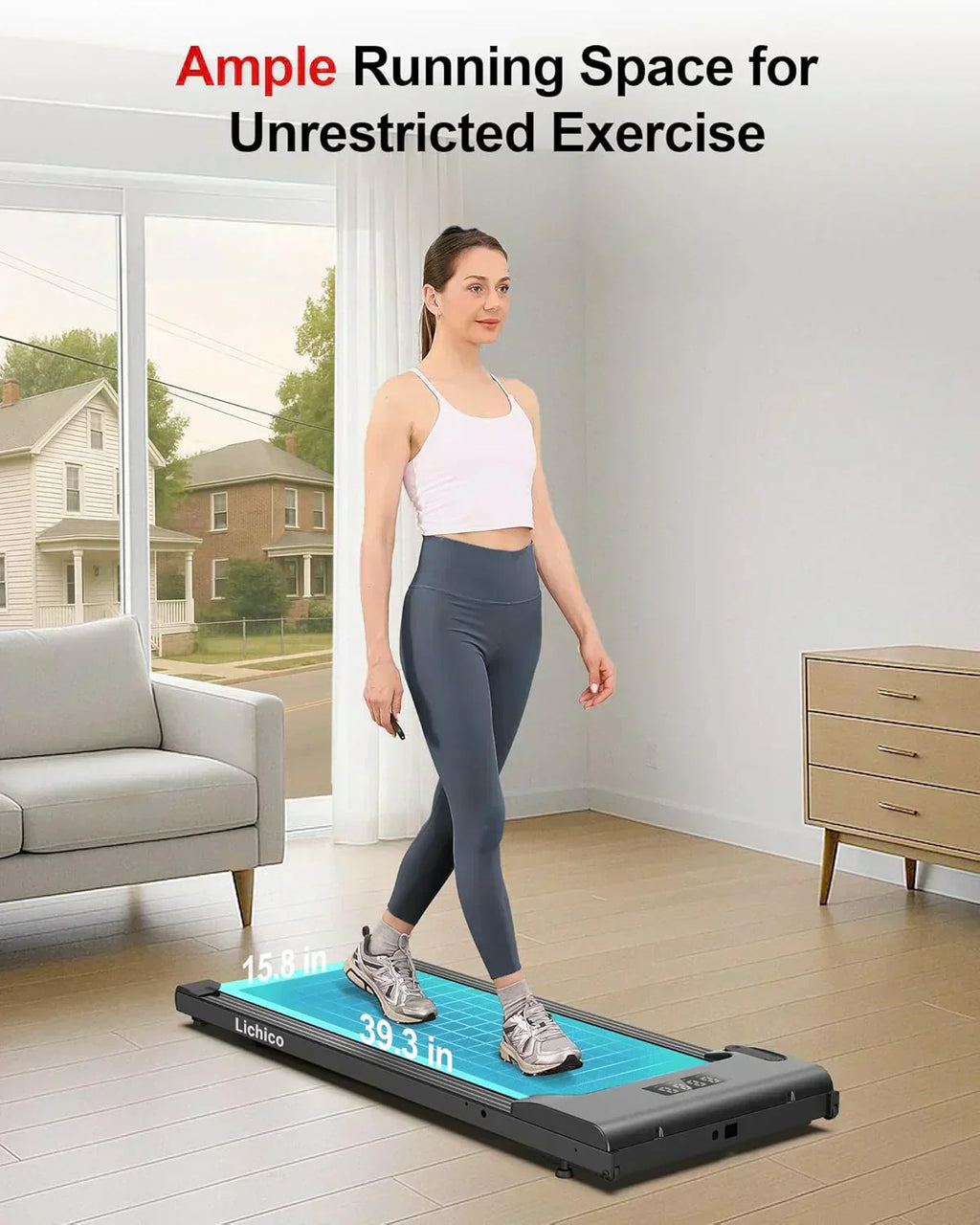 Lichico Walking Pad Under Desk Treadmill Ultra-Quiet Brushless Electric Jogging Treadmill