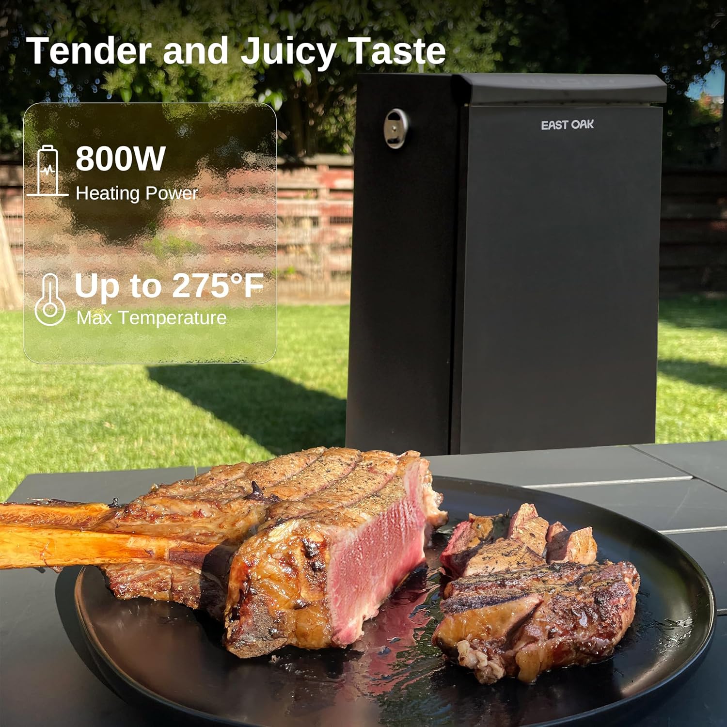 EAST OAK 30 Outdoor Electric Smoker | Built-in meat probe, smokes up to 6 times longer in a single load, side loader for uninterrupted smoking