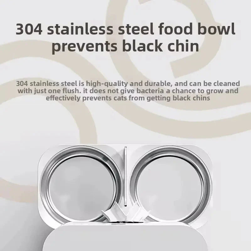 Automatic Pet Feeder with Camera and Double Stainless Steel Bowls Timed WiFi App Control for Two Cats or Dogs